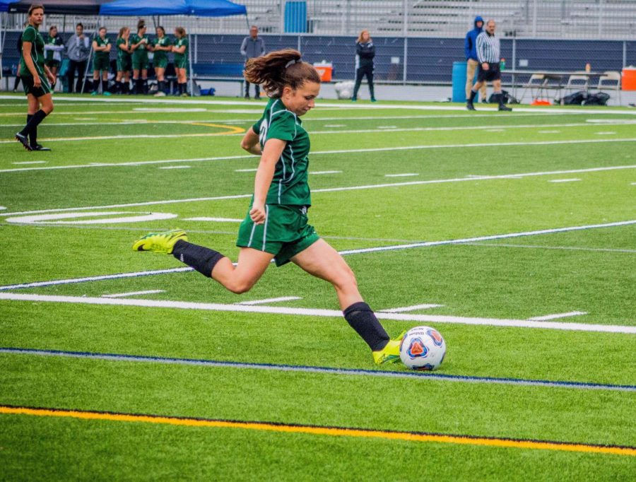 One of the strikers of Girls Varsity Soccer, Addy Crouse (9), was a strong attribute to the team before becoming afflicted with a concussion during a game against Greencastle