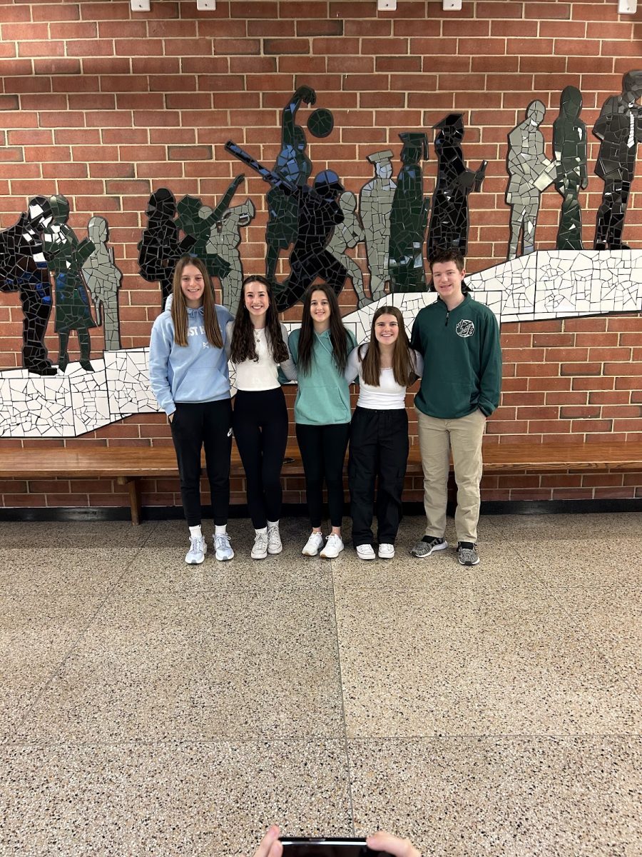 Sophomore class officers, Ainsley Green, Lilly Garbinski, Avery Brindle, Lainey McCulloh, and Jayden Rineer.  