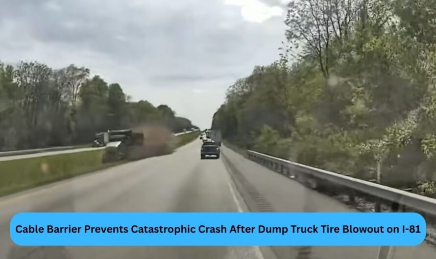 Cable Barrier Prevents Catastrophic Crash After Dump Truck Tire Blowout on I-81