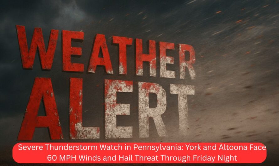 Severe Thunderstorm Watch in Pennsylvania: York and Altoona Face 60 MPH Winds and Hail Threat Through Friday Night