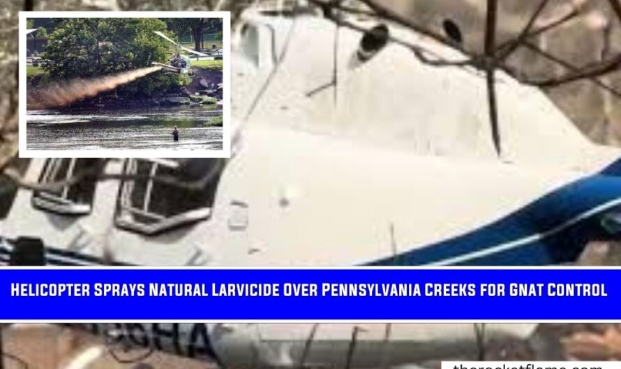 Helicopter Sprays Natural Larvicide Over Pennsylvania Creeks for Gnat Control