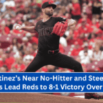 Martinez’s Near No-Hitter and Steer’s 3 Homers Lead Reds to 8-1 Victory Over Padres