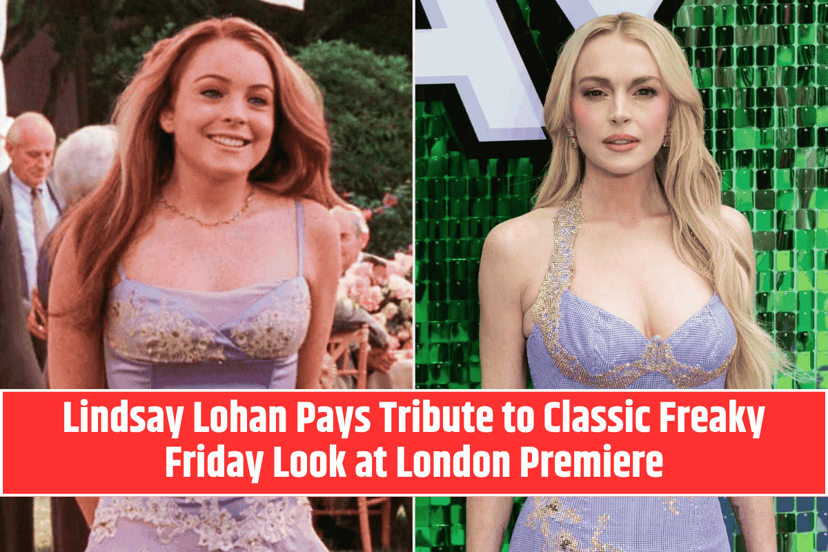 Lindsay Lohan Pays Tribute to Classic Freaky Friday Look at London Premiere